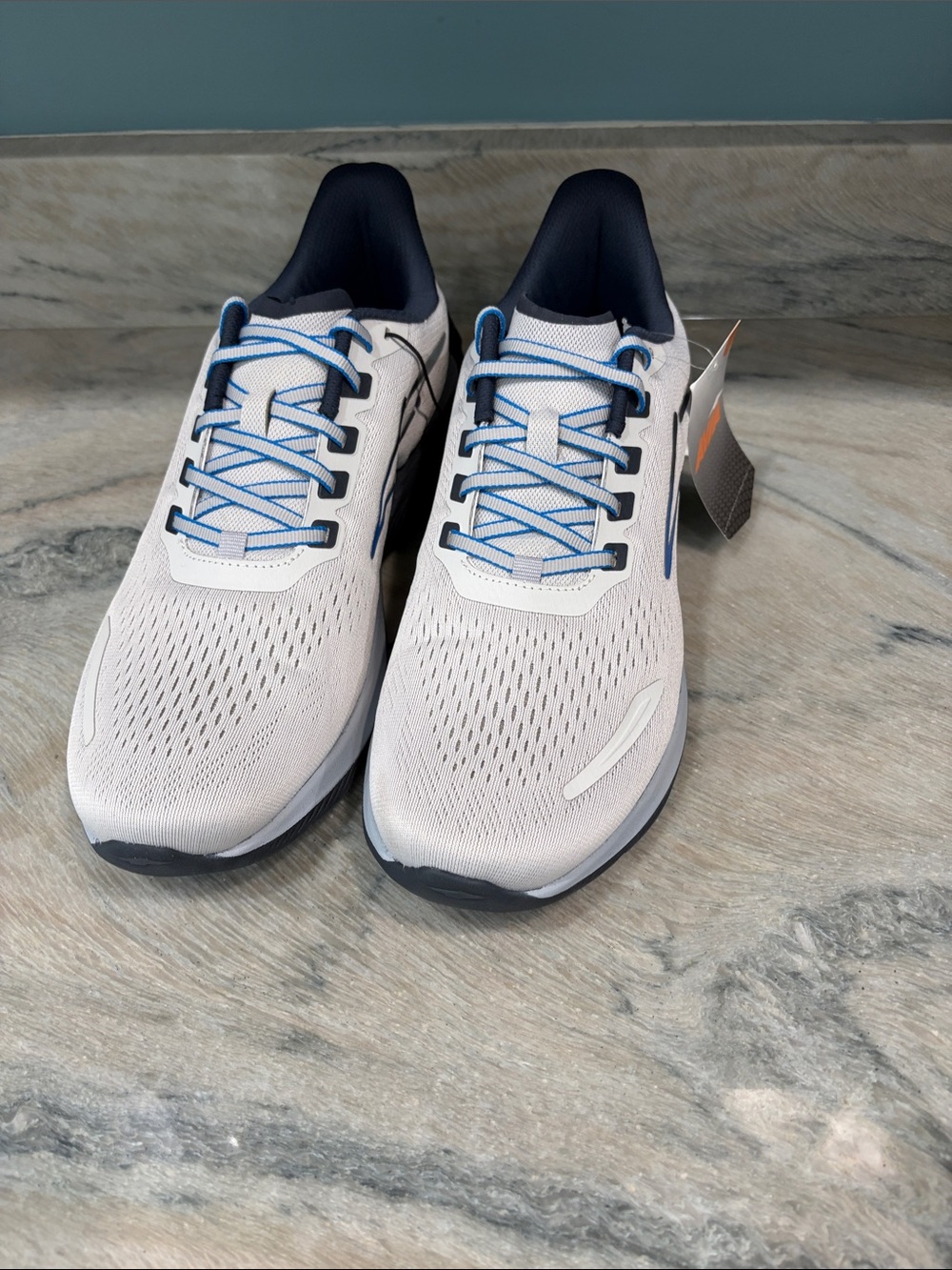 Avia Men’s Athletic Running Shoes - White with Blue and Navy Accents
